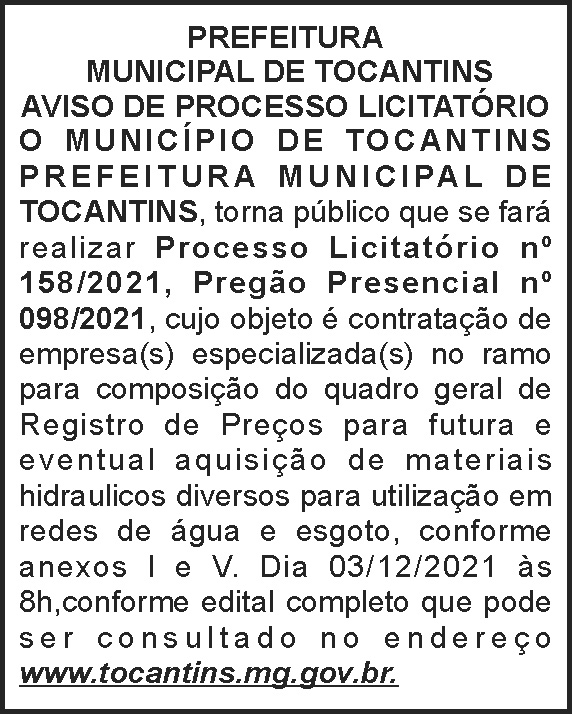 Pregão presencial - Tocantins 4 1 TOCANTINS 158