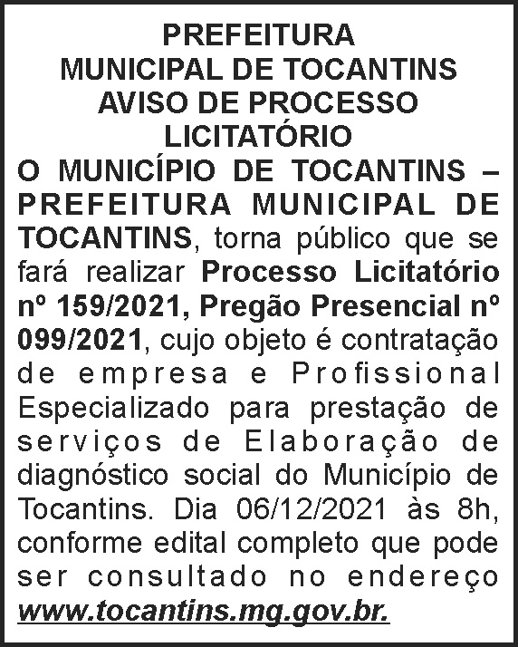 Aviso licitatório - Tocantins 4 1 TOCANTINS 159