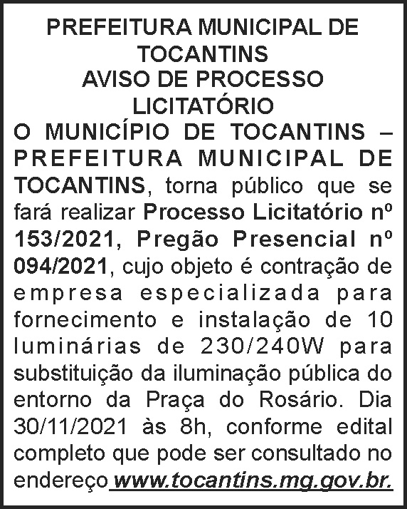 Edital - Prefeitura de Tocantins 4 1 TOCANTIS 153