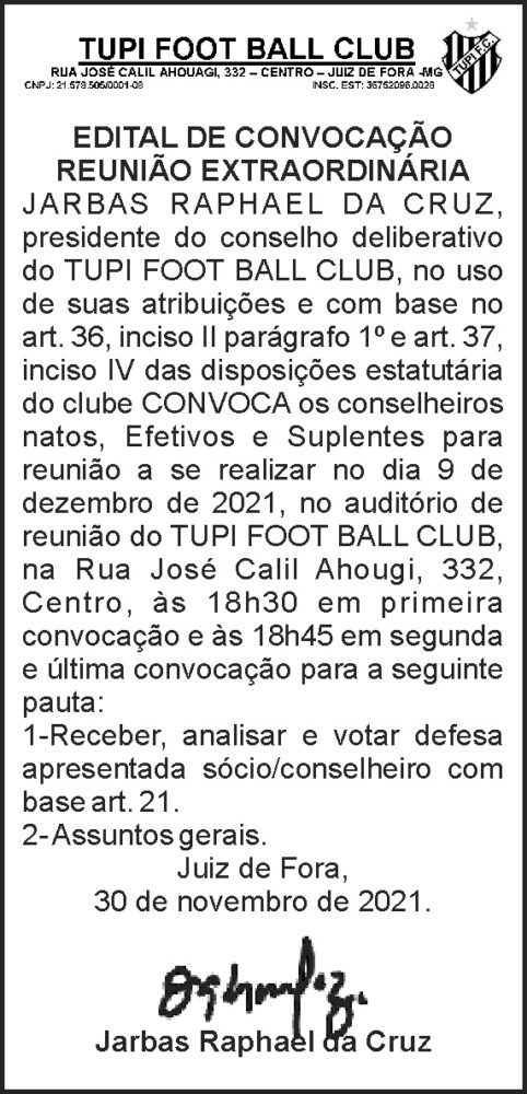 Tupi - Edital de convocação 4 1 TUPI 1