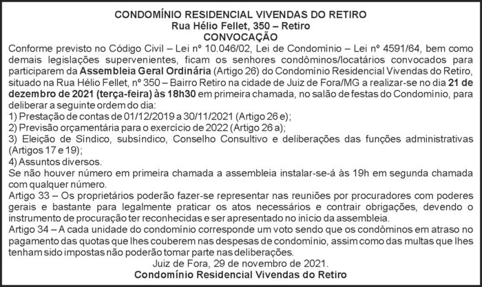 Vivendas do retiro - Convocação 4 1 VIVENDAS