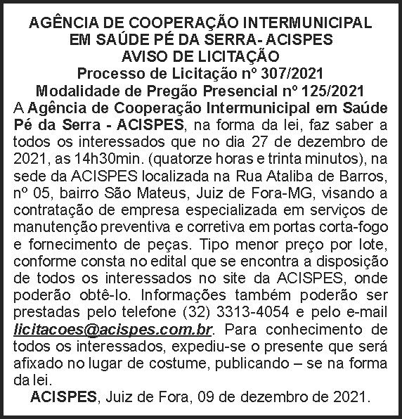 Aviso de licitação 307 - Acispes 4 1 ACISPES 307