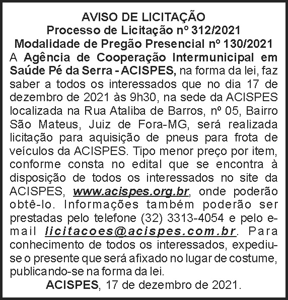 Acispes - Aviso de licitação 312 4 1 ACISPES 312