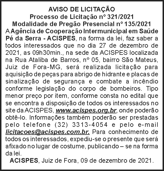 Aviso de licitação 321 - Acispes 4 1 ACISPES 321