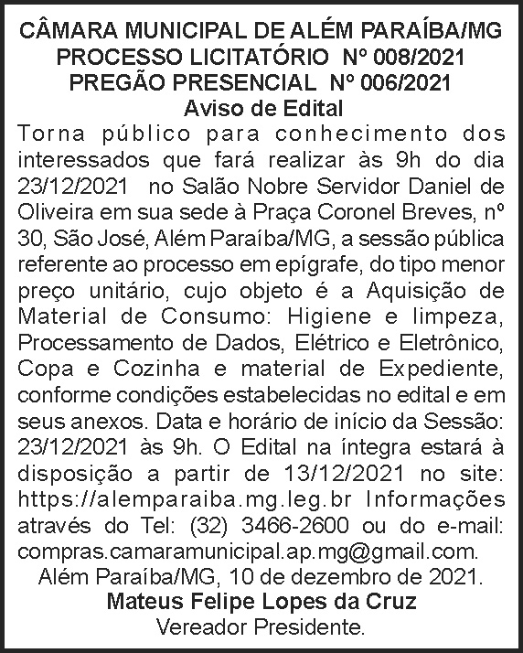 Pregão presencial - Além Paraíba 4 1 CAMARA 008