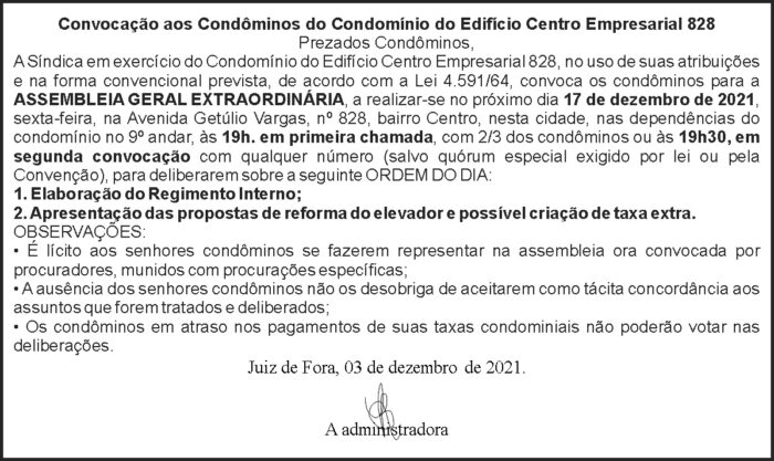 Convocação - Centro empresarial 4 1 EMPRESARIAL