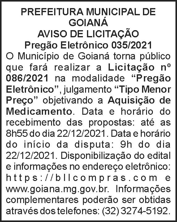 Aviso de licitação - Goianá 4 1 GOIANA 035