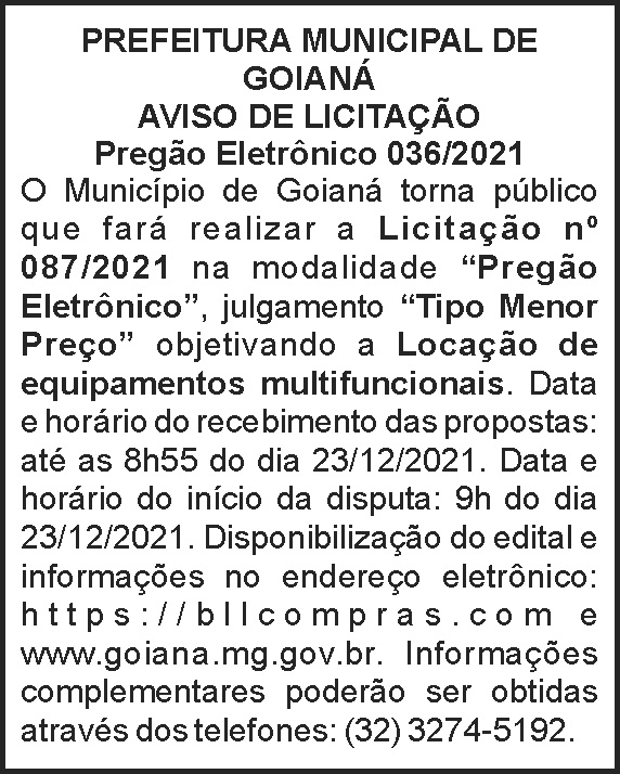 Pregão eletrônico 36 - Goianá 4 1 GOIANA 036