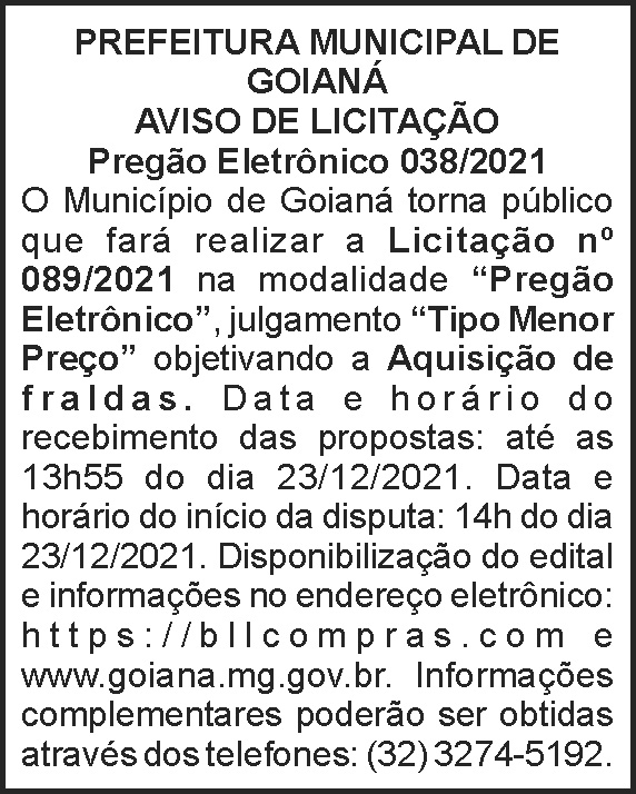 Pregão eletrônico 38 - Goianá 4 1 GOIANA 038