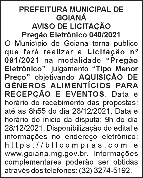 Aviso de licitação - Goianá 4 1 GOIANA 040