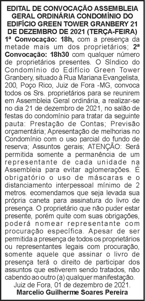 Edital de convocação - Green Tower 4 1 GREEN TOWER 1