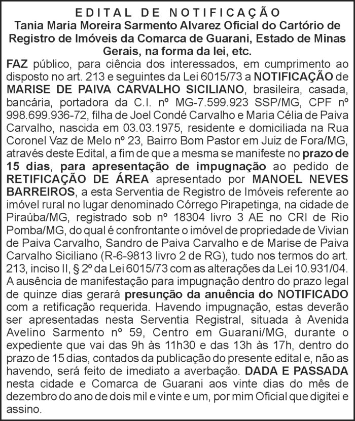 Edital de notificação - Guarani 4 1 GUARANI