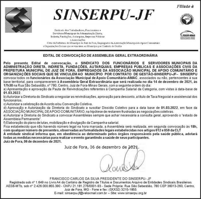 Sinserpu - Convocação 4 1 SINSERPU