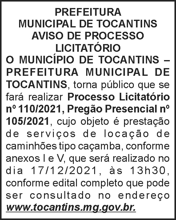 Prefeitura Tocantins - Processo licitatório 4 1 TOCANTINS 110