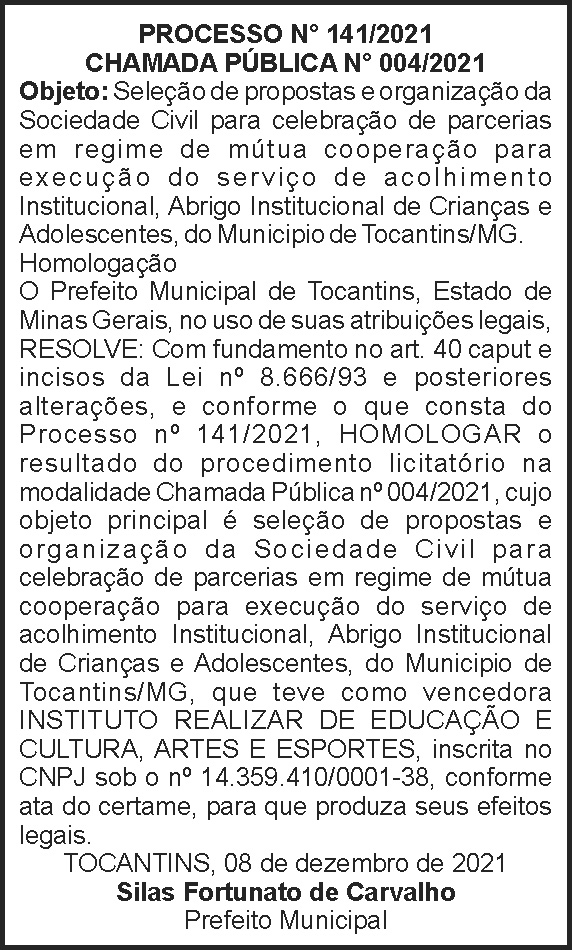 Chamada Pública 004/2021 4 1 TOCANTINS 141