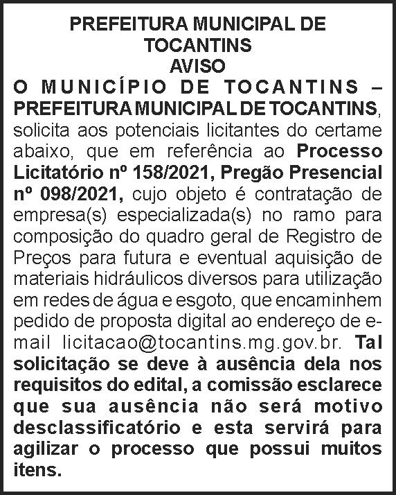 Tocantins - Aviso 4 1 TOCANTINS 158