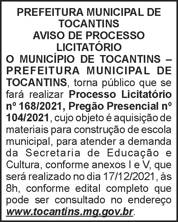 Tocantins - Processo licitatório 4 1 TOCANTINS 168