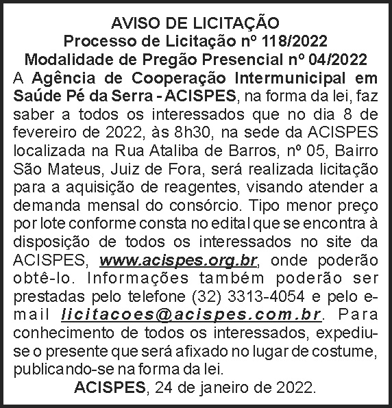 Acispes - Aviso de licitação 4 1 ACISPES 118