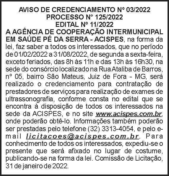 Aviso de credenciamento - Acispes 4 1 ACISPES 125 1