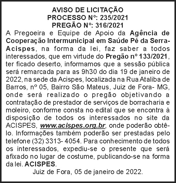 Aviso de licitação - Acispes 4 1 ACISPES 316