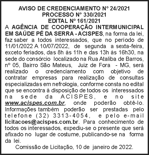 Acispes - Credenciamento Nº 24/2021 4 1 ACISPES 330
