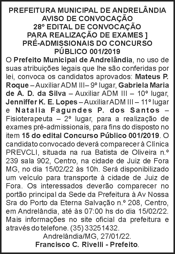Andelândia - Aviso de convocação 4 1 ANDRELANDIA 28