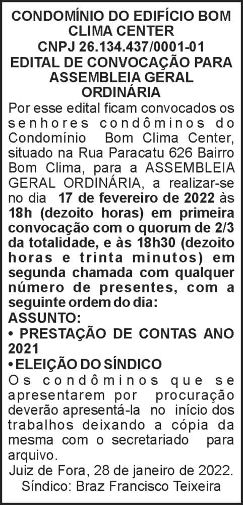 Bom Clima Center - Assembleia Geral 4 1 BOM CLIMA