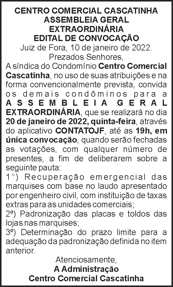 Centro Comercial Cascatinha Assembleia Geral 4 1 CASCATINHA