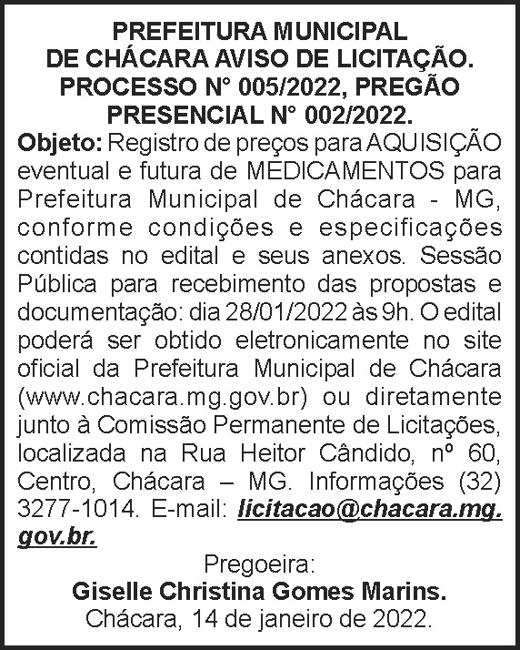 Chácara - Pregão presencial 4 1 CHACARA 002