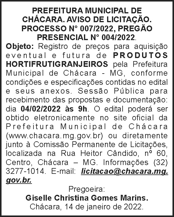 Chácara - Pregão presencial 04 4 1 CHACARA 007