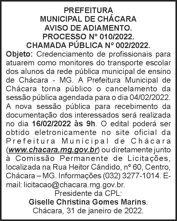 Chácara - Chamada Pública 4 1 CHACARA 010 1