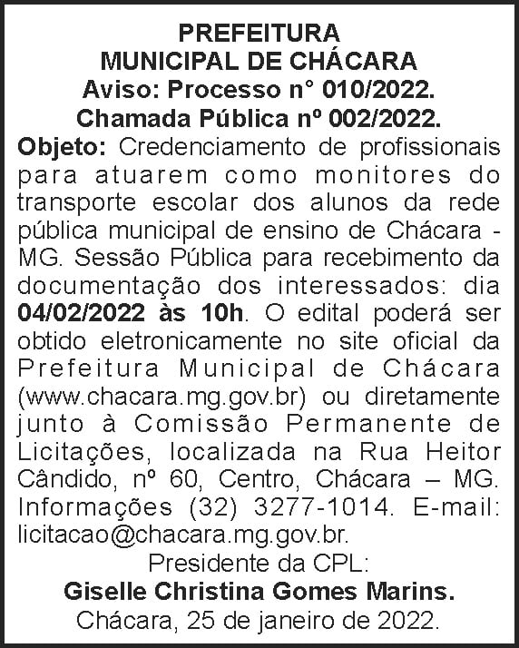 Chácara - Chamada Pública 4 1 CHACARA 010