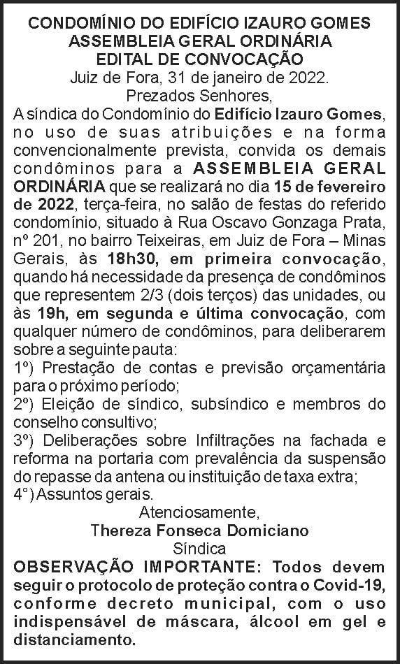 Assembleia Geral - Izauro Gomes 4 1 IZAURO