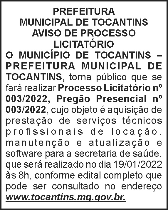 Tocantins - Pregão presencial 4 1 TOCANTINS 003