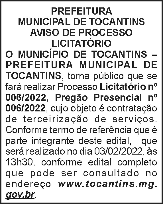 Tocantins - Processo licitatório 4 1 TOCANTINS 006