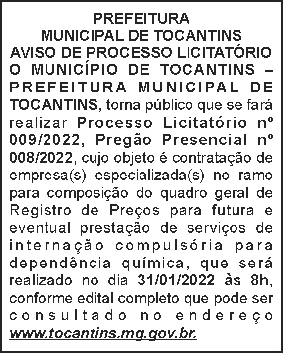 Tocantins - Processo licitatório 4 1 TOCANTINS 009