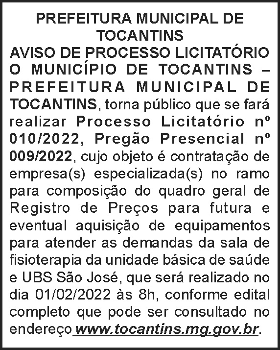 Tocantins - Processo licitatório 4 1 TOCANTINS 010