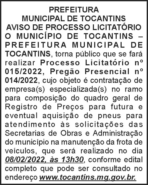 Tocantins - Processo licitatório 4 1 TOCANTINS 015