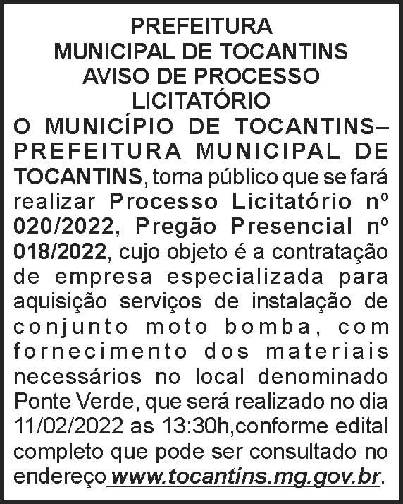 Tocantins - Pregão licitatório 4 1 TOCANTINS 020