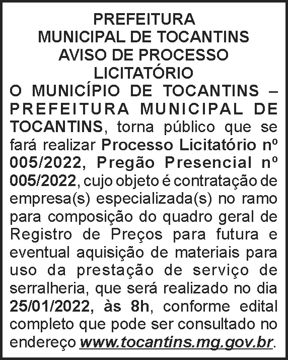 Tocantins - Processo licitatório 05 4 1 TOCANTINS