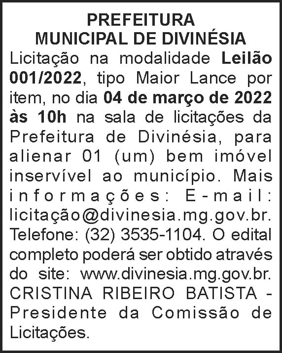 Prefeitura Municipal de Divinésia 4 1 DIVINESIA 001