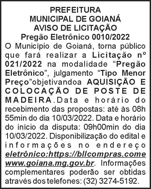 Prefeitura de Goianá - Licitação 021 4 1 GOIANA 0010