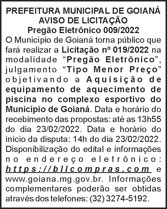 Goianá - Pregão Eletrônico nº 009 4 1 GOIANA 009