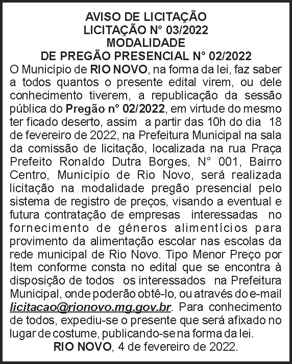 Pregão presencial - Rio Novo 4 1 RIO NOVO 03