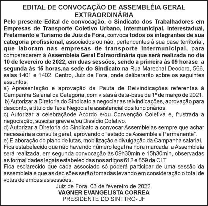 Sinttro - Convocação Assembléia Geral 4 1 SINTTRO
