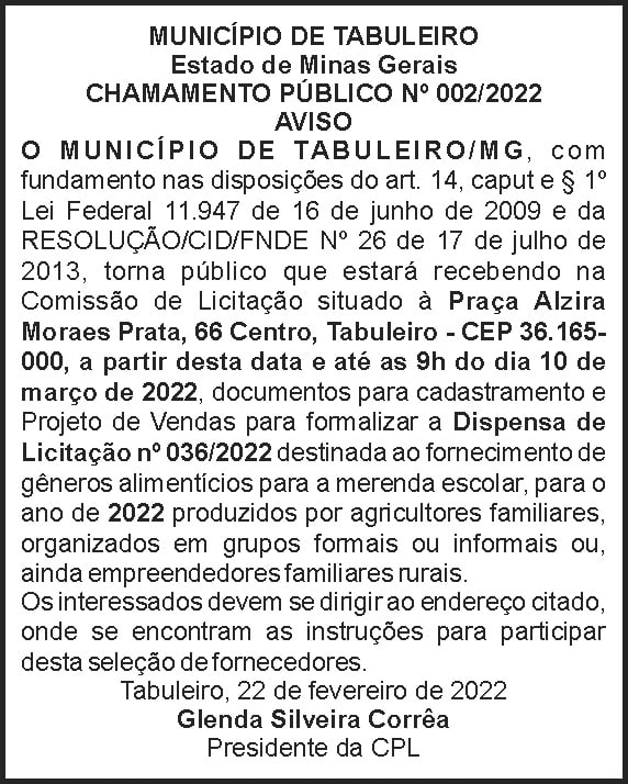 Município de Tabuleiro 4 1 TABULEIRO 002