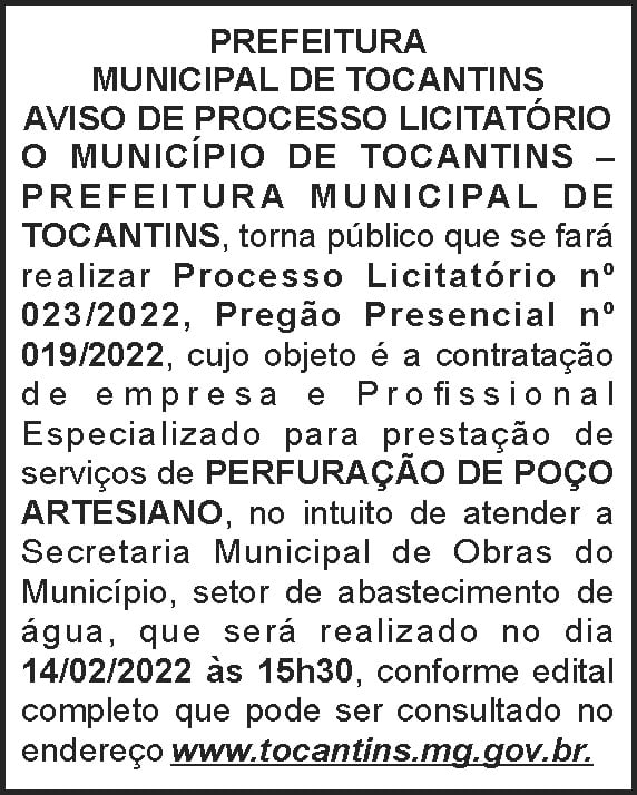 Tocantins - Processo licitatório 4 1 TOCANTINS 023