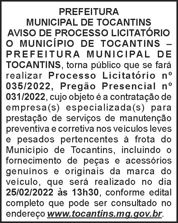 Tocantins - Licitação nº 35 4 1 TOCANTINS 035