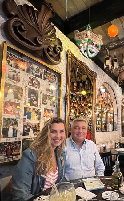 Bianca e Cirinho Zacarias no jantar italiano do Famiglia Mancini, em São Paulo    