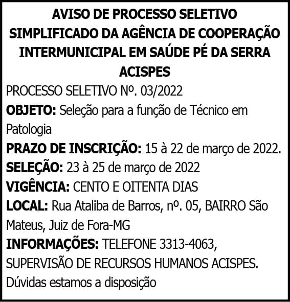 Acispes - Processo Seletivo Nº 3 4 1 ACISPES 03